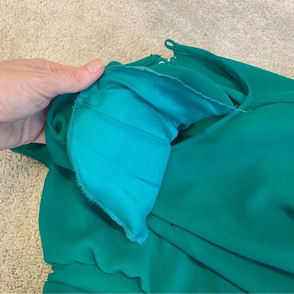 VINTAGE Emerald Green wrap skirt ruched waist dress - Picture 8 of 14